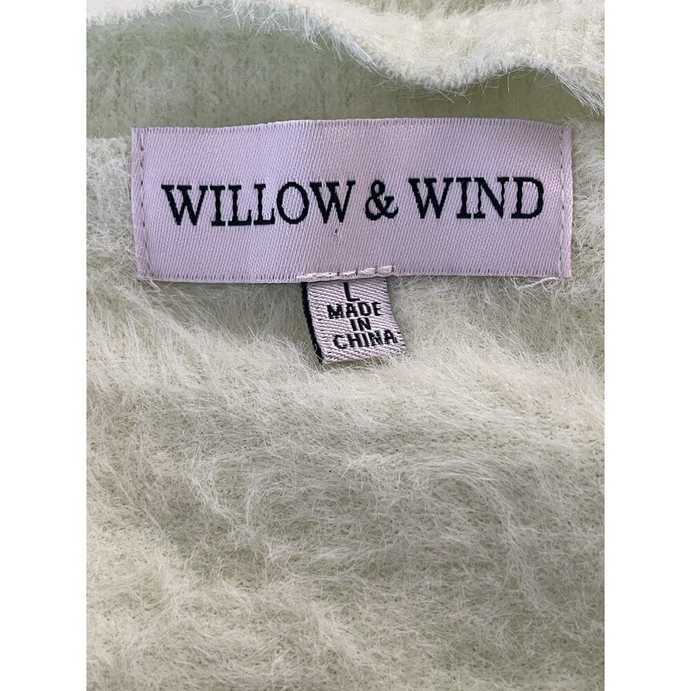 Willow & Wind Fuzzy Button Cardigan L Soft Pastel Green Knit Sweater Cozy Y2K - Picture 6 of 7